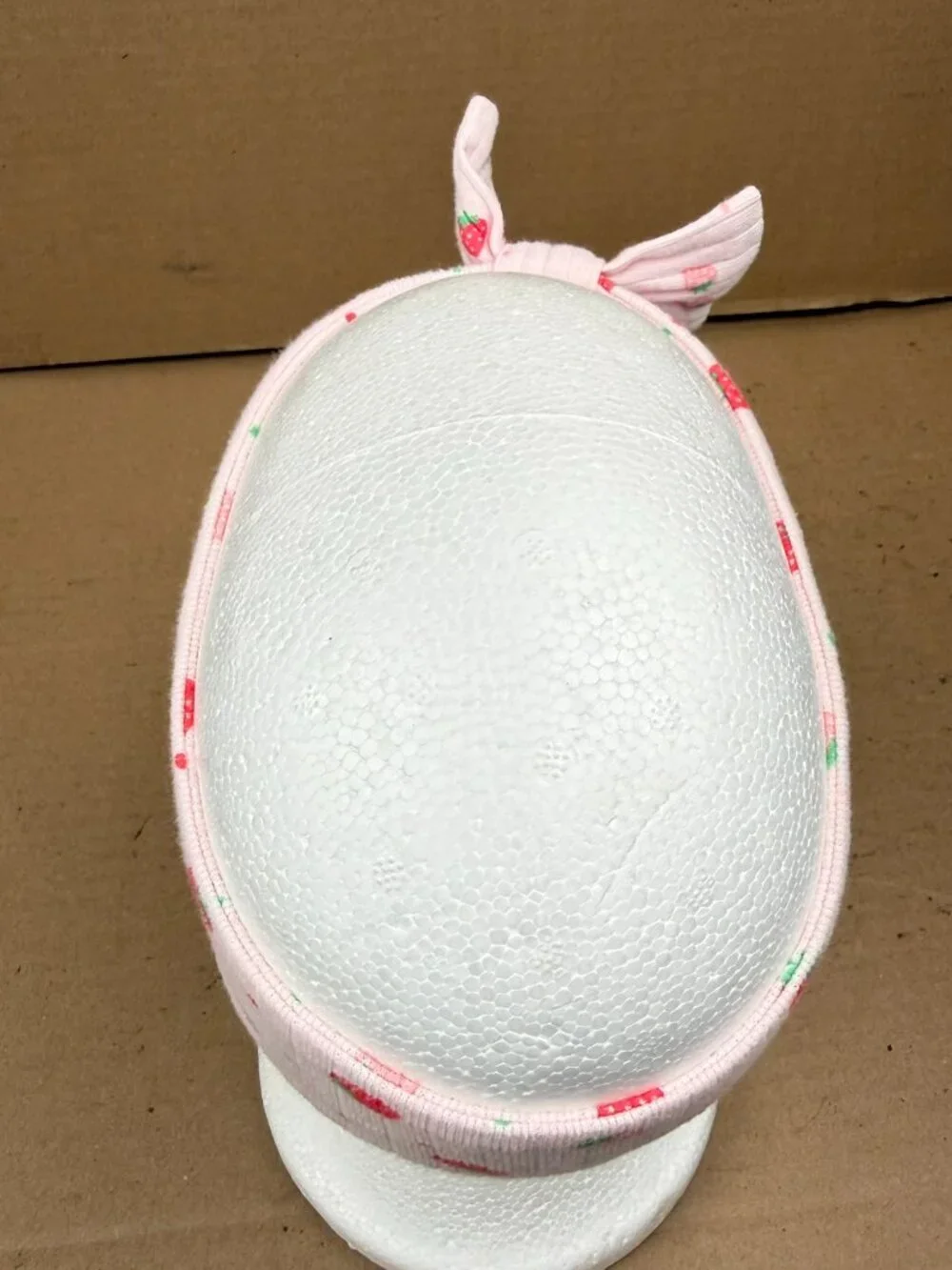 Baby Girls Strawberry Print Ribbed Headband with Bow Pink Size 9M